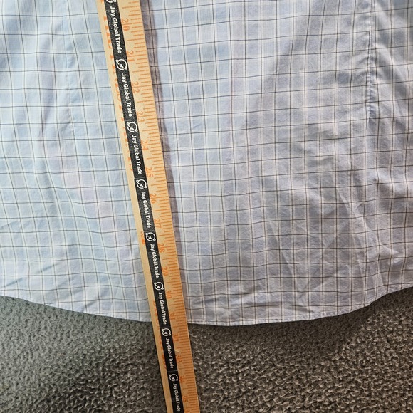 Hugo Boss Shirt Men 16.5 34 35 Sharp Fit‎ Button Long Sleeve White Blue Plaid - Picture 10 of 11